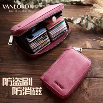 Anti-degaussing leather card bag female Korean cute large capacity cowhide small coin wallet organ card set multi-function