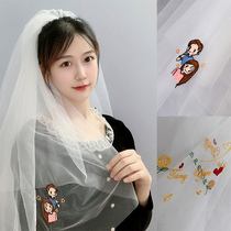 Customized veil embroidery Super fairy series Photo long 2020 licensed double female white veil bridal main wedding dress