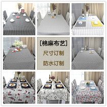 Tablecloth Guangdong coffee table cover ins wind grid geometric pattern Custom size Nordic style dining table cloth