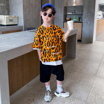 Boys Summer Dress Set 2021 New Children Korean Sports Round Neck Short Sleeve Top Boy Two-Piece Set