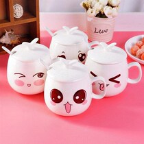 Cute big belly Cup with lid cute girl rabbit milk ceramic cup Mark couple gift black tea cup