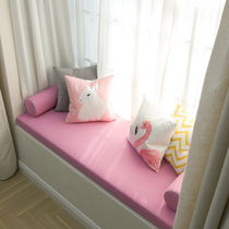 Customized daughters room princess room bay window pad pink high-density sponge pad removable and washable childrens room balcony window sill