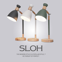 Nordic Macaron solid wood desk lamp Warm and creative college student bedroom desk Dormitory study work bedside lamp