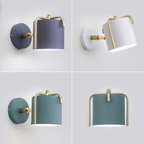 Nordic wall lamp Bedside lamp Macaron Modern creative background wall Corridor aisle Wrought iron desk lamp Bedroom lamp
