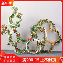 New wedding props wrought iron hexagonal box ornaments wrought iron geometric hexagonal frame flower stand window stand road guide