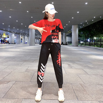 Korean version of loose jazz dance clothing modern hip hop dress female adult loose fashion hip hop suit summer