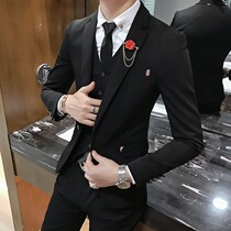 Spring and Autumn High-end Casual Suit Suit Mens Slim Korean Style Small Suit Trendy Handsome Groom Wedding Formal Dress
