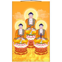 Sambo Buddha Figure Amitabha Buddha Pharmacist Buddha Shakamuni Buddha Tathagata Buddha Buddha Painting Buddha Hall scroll hanging painting