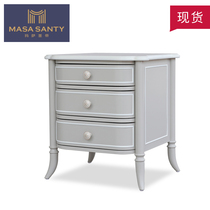 Minimalist modern grey solid wood bed head cabinet designer sample room small family type bedroom furniture Nordic customised whole dress