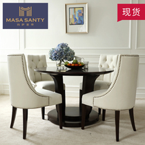 American round table light luxury simple dining table solid wood designer restaurant Home table hotel table table negotiation table
