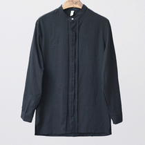 Chinese style cotton linen literary retro mens long-sleeved stand-up collar shirt spring and summer new casual shirt Chinese mens clothing