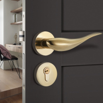 Door lock interior bedroom door lock PVD Golden big fish split door lock solid wood door handle household lock