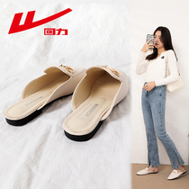 Huili Baotou half slippers Women summer wear new womens shoes Muller shoes flat sole shoes sandals women