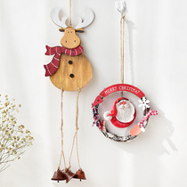 Noki vintage wooden Christmas Reindeer decoration pendant Old man Snowman Christmas wreath door hanging ornament