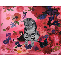 Liu Chenyang Flower original cloth surface propylene work has been installed with modern kitty living room book room decoration hanging painting