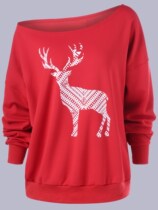 europe ladies long-sleeved sweater christmas deer shirt 2017