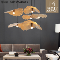 New Chinese style chandelier Chinese style meditation living room lamp tea room lamp hot pot restaurant decoration Lotus Leaf lamp chandelier