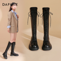 Daphne boots autumn winter black boots women new knight boots female high boots with velvet boots in 2023