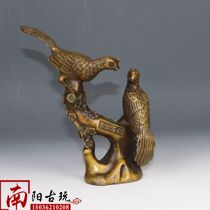 Antique bronze antique collection Brass happy plum tip ornaments Pure copper retro decoration miscellaneous crafts