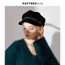  Octagonal hat female autumn and winter female British retro navy hat Velvet hat Korean casual beret all-match newsboy hat