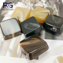 Autumn and winter new resin buckle womens coat coat buckle square button black coffee beige pattern button wild