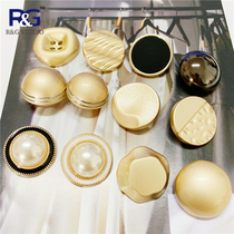 New fashion metal buttons Pearl drop glue round button womens coat coat buckle suit jacket cardigan button