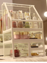 Tempered dustproof cosmetics storage box dustproof artifact household desktop drawer dressing table skin care products