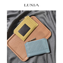 lunia Japanese and Korean simple leather coin wallet womens short card bag head layer cowhide zipper wallet coin bag