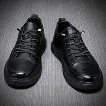 Mens shoes autumn 2021 New Tide shoes leather casual shoes low soft bottom layer cowhide spring and autumn mens board shoes