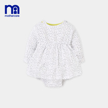 mothercare UK female baby long sleeve round collar one-piece dress cotton newborn new 100 pleats dress