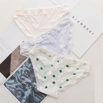 Ladyboy cross-dressing supplies Large size panties Ice silk incognito mid-waist lace Sexy thin triangle milk silk fat increase