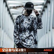Xiaobin national tide autumn new tie-dyed sweater mens round neck loose top leaf camouflage trend couple pullover
