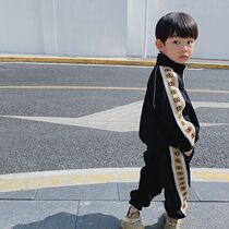 Monee boys 2021 spring and autumn new small and medium-sized childrens suit childrens Korean version handsome sports and leisure two-piece set