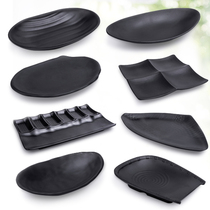 Dense Amines Imitation Porcelain Tableware Business Day Style Sushi Barbecue Hotpot Creative Black Plastic Barbecue Snack Cool Dish