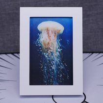 Solid water mother photo frame painting naked eye 3D solid picture solid wood photo frame swing table pink book city Montop green tea synthesis