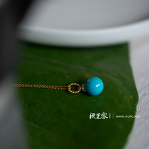 Streamer home Special 18K gold Sleeping Beauty turquoise pendant necklace high porcelain blue can be issued national inspection