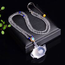 Natural white crystal small pot pendant Milk white crystal female ice crystal put the pot necklace lucky transport to ward off evil spirits and keep safe