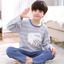 Childrens pyjamas boys spring and autumn long sleeves pure cotton children boy cartoon winter CUHK childrens baby full cotton suit