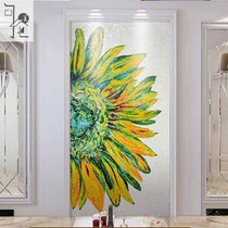 Mosaic restaurant parquet background wall Jane European art glass fine cut painting porch entrance into the living room sunflower mural