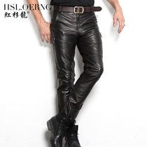 2019 autumn and winter new Haining mens motorcycle leather leather pants slim small feet tight Harley motorcycle pants