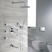 Bathroom Upscale Bright Face Ultra Slim Shower Nozzle Full Copper Accessories Body Wall Spray Mixed Water Valve Down Water Bath Suit