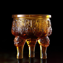 Liuli three-legged cents for the Buddha the three-legged incense burner opening gift office to send money to the leaders