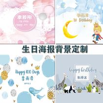 Baby birthday poster customized one year old creative ins dress up children decoration dessert table background wall poster