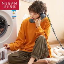  Long-sleeved pajamas womens spring autumn and winter cute two-piece suit long-sleeved trousers pure cotton casual can be worn outside home clothes