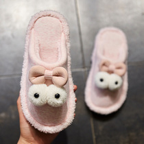 Cotton slippers female winter indoor home thick-soled non-slip home warm couple cute cartoon not bag heel shoes winter