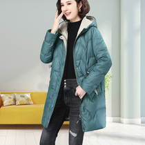 Down cotton-padded womens winter long small man Loose Womens 2021 new winter thick hooded cotton-padded jacket