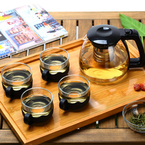 Tea set Heat-resistant glass teapot Tea pot Stainless steel filter flower tea pot Tea set color box