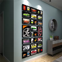 Creative solid wood photo wall porch company Cultural Wall photo wall frame wall frame wall combination sports car super running exhibition wall