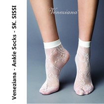 A pair of new products Veneziana 20D narrow socks opening small frescoed hollowed-out pattern cotton mesh to bottom short socks