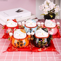 4.5 inch small trick fortune cat creative ornaments fortune cat ceramic piggy bank new store opening gift custom logody